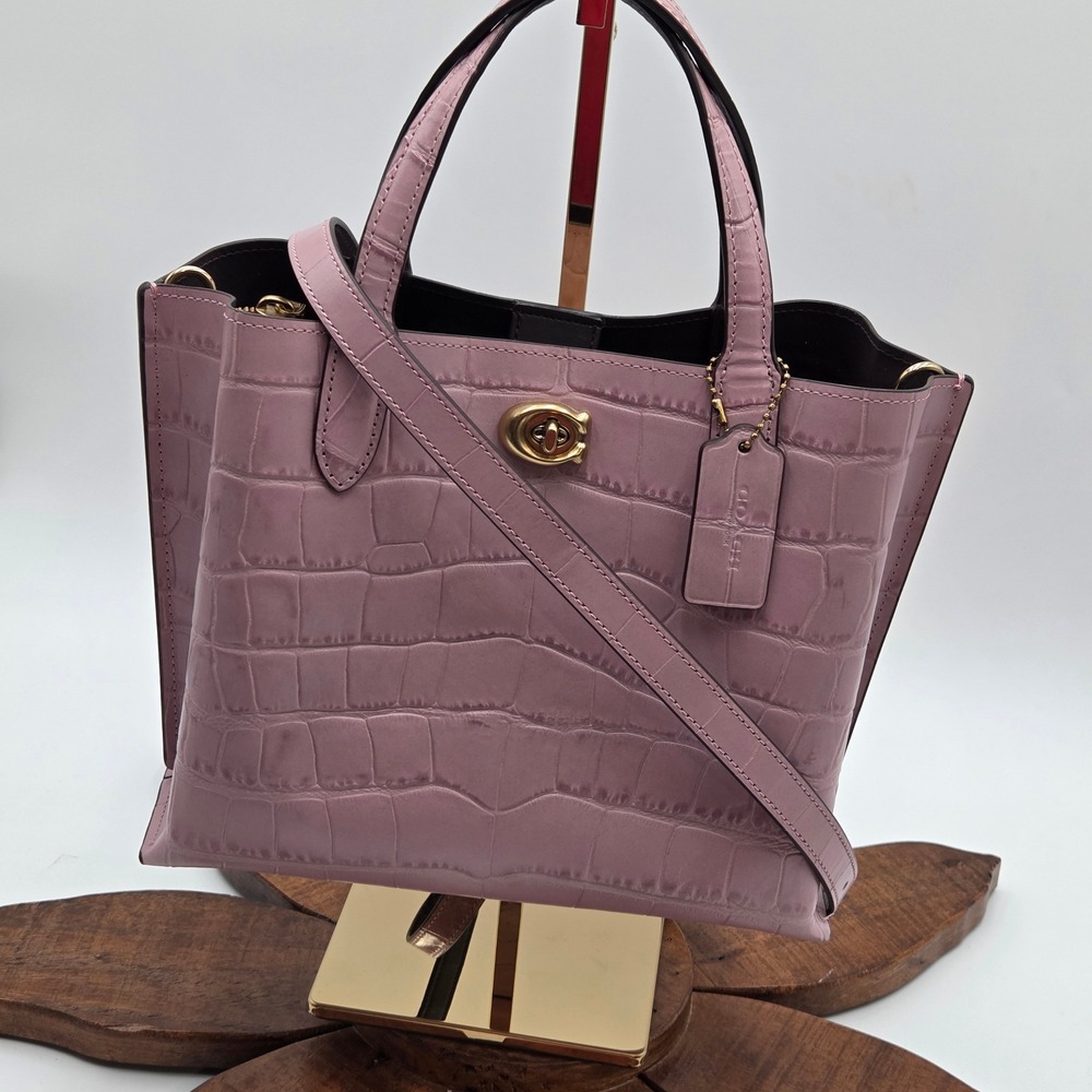 Coach Willow Tote 24 Ice Purple Croc Embossed Leather Crossbody C8632
